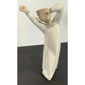 Lladro NAO Boy Stretching Yawning/Awakening, Mint Condition Signed 1980